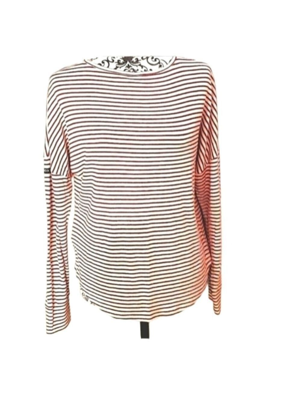 Roxy Red White Striped Knit Sweater Long Sleeve Pullover Coastal Prep Top Small